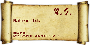 Mahrer Ida névjegykártya